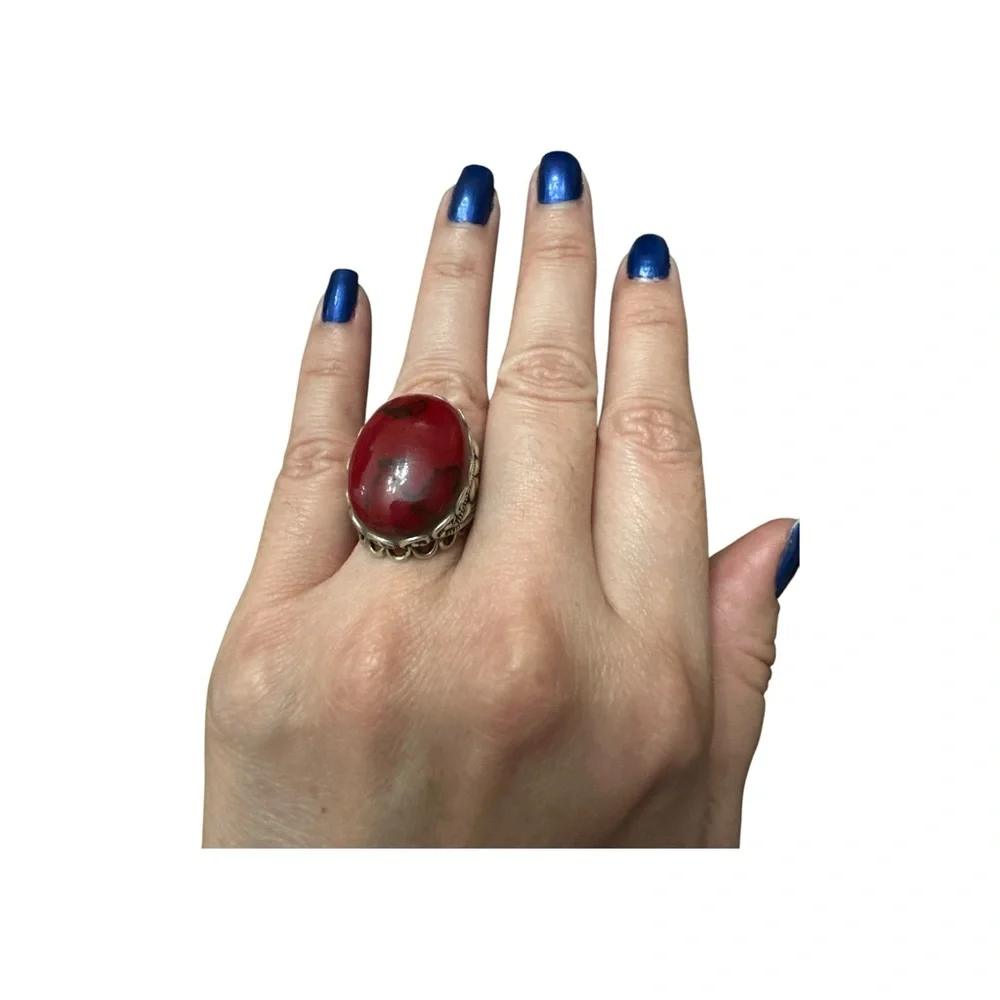 Elegant Red and Silver Ring